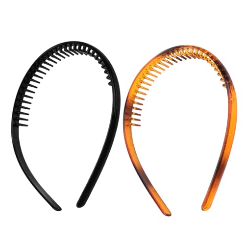 COMPUKAS 2Stücke Zahnhaar Rutschfeste Haarreifen für Haar Bänder Täglicher Kopfschmuck Design Glänzendem und Schildpatt Haar Zubehör von COMPUKAS