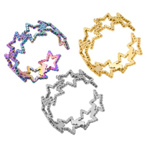 COMPUKAS 3 Stck Teiliges Verstellbare Edelstahl Offene Sternringe Damen Fingerringe Robuster Modeschmuck für Alltag Party Festival COMPUKAS 3 Stck Teiliges Verstellbare Edelstahl Offene Sternringe Damen Fingerringe Robuster Modeschmuck für Alltag Party Festival von COMPUKAS