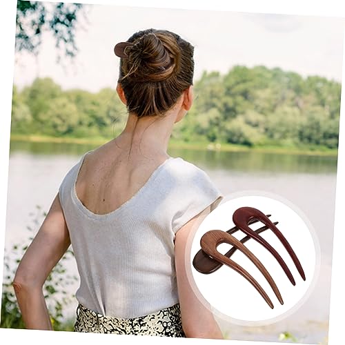 COMPUKAS 3 Stck Vintage Holz Haarnadeln U Förmig Handgefertigte Dekorative Haarspangen für Damen Robuste Holzhaarnadeln für Hochsteckfrisuren Vielseitig für Alltag und Festlichkeiten von COMPUKAS
