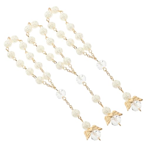 COMPUKAS 3 Stück Teiliges Gebetsperlenarmband Rosenperlen für Frauen Religiöse Rosary Schnur für Gebet und Tägliches Tragen Elegantes Design Goldbeige Perfektes zur Taufe oder von COMPUKAS