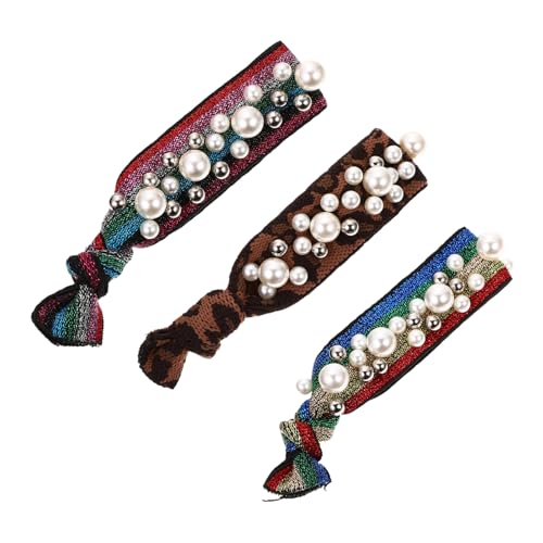 COMPUKAS 3 Stück Teiliges Perlen Haargummi Elastisch mit Leopardenmuster Modische Haarbänder Pferdeschwanzhalter für Damen und Mädchen Langlebig und Vielseitig Stilvoller Haarschmuck von COMPUKAS