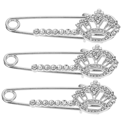 COMPUKAS 3 Stück Teiliges Strass Broschen Silber Anstecknadeln für Damen Dekorative Cardigan Schal Sicherheitsnadeln Vielseitige Schmuck Accessoires für Pullover und Kleidung von COMPUKAS