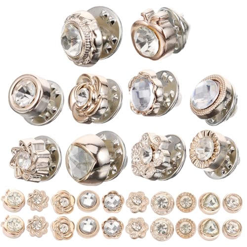 COMPUKAS 30 Stück Teiliges Vielseitige Anstecknadeln für Kleidung Damen Broschen mit Strassperlen und Blütenmotiv Dekorative Broschen für Jacken Kleider Taschen Eleganter Modeschmuck von COMPUKAS