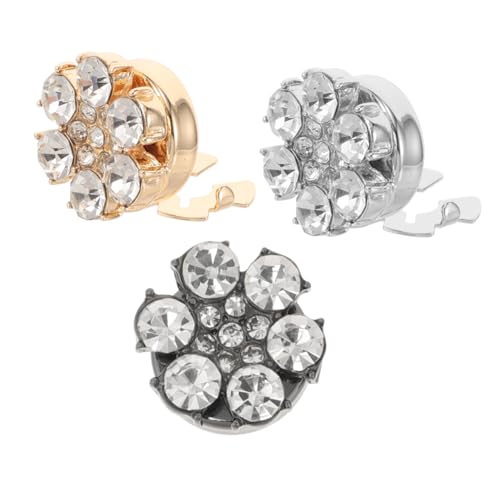 COMPUKAS 3 Stück Stilvolle Manschettenknöpfe mit Strass für Damen Accessoires für Anzüge Hochzeiten und Besondere Anlässe Gold und Silber Elegantes Blumenmuster von COMPUKAS