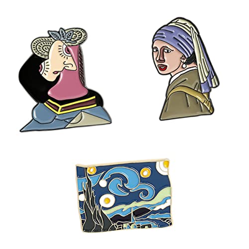 COMPUKAS 3Stücke Ölgemälde Brosche Vintage Emaille Pins mit Berühmten Kunstmotiven für Hochzeiten Partys Täglichen Gebrauch Unisex Design Langlebig COMPUKAS 3Stücke Ölgemälde Brosche Vintage Emaille Pins mit Berühmten Kunstmotiven für Hochzeiten Partys Täglichen Gebrauch Unisex Design Langlebig von COMPUKAS