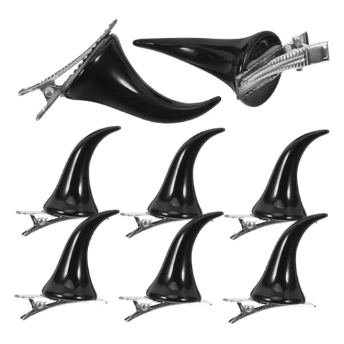 COMPUKAS 4 Paar Dämonenhorn Haarnadel Dekorationen Kostüm Damen Horn Haarspange Böse Clips Viehmädchen Goth Cosplay Halloween Zubehör Dunkle Trägt Form Hörner Haarspange Frau von COMPUKAS