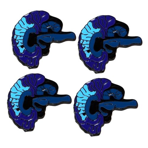COMPUKAS 4 Stück Cartoon Brustnadeln in Menschen Gehirn Form Niedliche Anstecknadeln aus Legierung Dekorative Broschen für Kleidung und Hüte Verarbeitung Auffälliges Design in Blau von COMPUKAS