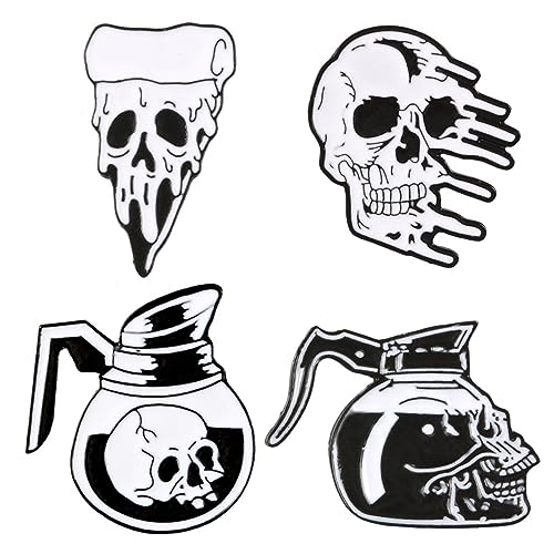 COMPUKAS 4stücke Teiliges Skull Broschen Aus Legierung Kreative Und Lustige Jeansabzeichen Für Taschen Und Kleidung Leicht Und Langlebig Mit Glänzender Oberfläche Und Einzigartigem von COMPUKAS