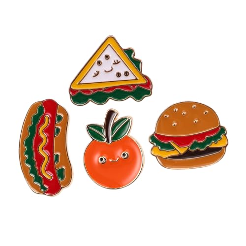COMPUKAS 4stücke Lebensmittel-anhänger Aus Legierung Hot-dog-zubehör Und Anstecknadeln Für Taschen Inklusive Dog-anstecker Und Hamburger-cartoon-brosche Als Lebensmittelanhänger Und von COMPUKAS