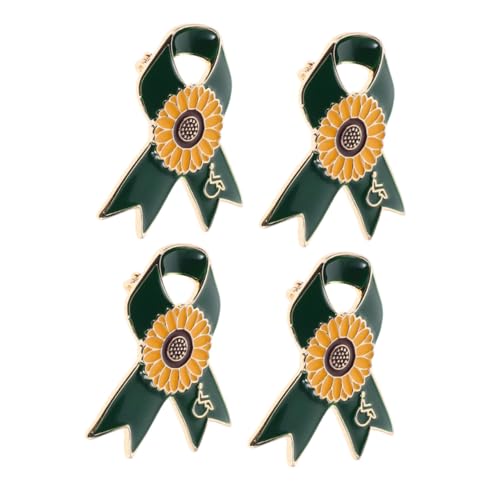 COMPUKAS 4 Stück Sonnenblumen Brosche aus Legierung Wohltätigkeits Abzeichen Charity Anstecker für Kleidung Dekorative Blumenbrosche Freiwilligen Erkennungszeichen von COMPUKAS
