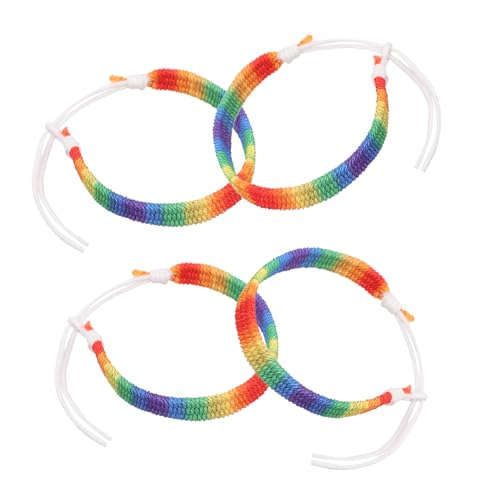COMPUKAS 4Stücke Teiliges Regenbogen Freundschaftsarmband Handgewebte Lgbt Armbänder für Besondere Anlässe für Freunde von COMPUKAS
