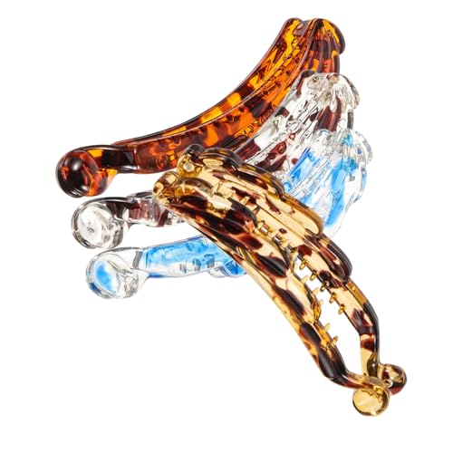 COMPUKAS 4stücke Bananen-haarclips Für Frauen Große Haarspangen Für Dickes Haar Vielseitige Haarschmuck-accessoires in Farben Dunkelbraun Gepunktet Hellbraun Gepunktet Transparent Blau Tran von COMPUKAS