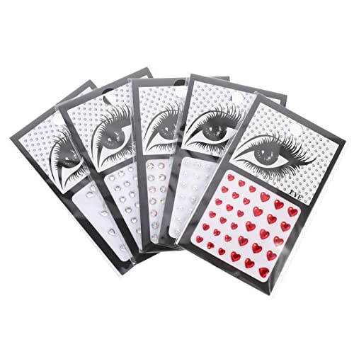 COMPUKAS 5 Blätter Strasssteine Gesicht Körper Aufkleber Wasserfest Selbstklebend Verschiedene Formen Damen Festival Party Schmuck Dekorationen von COMPUKAS