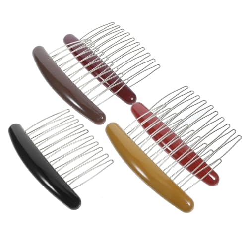 COMPUKAS 5 Stück Teiliges Französische Seitenhaarkämme für Frauen Leichtes Stabiles Haarschmuck Weinrot Schwarz Gelb Orange und Braun für Hochzeiten Festlichkeiten und Alltag von COMPUKAS