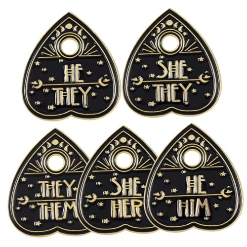 COMPUKAS 5 Stück Teiliges Herz Anstecknadeln mit Englischen Buchstaben Schwarze Metallbroschen für Rucksack und Damenkleidung Langlebige Sichere Schmuckpins für Vielseitige Dekoration von COMPUKAS