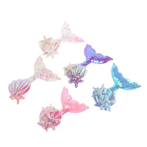 COMPUKAS 5 Stück Teiliges Meerjungfrau Haarklammern für Mädchen Sichere Kantenclips Schonendes Material Bunter Glitzer für Kindergeburtstag Alltag und Partys von COMPUKAS