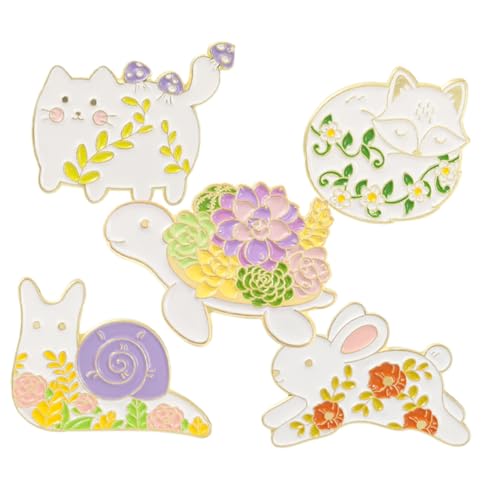 COMPUKAS 5 Stück Teiliges Niedliche Tierbroschen aus Legiertem Cartoon Anstecker für Damen Vielseitiger Modeschmuck zur Dekoration von Kleidung Taschen Schals und Rucksäcken von COMPUKAS
