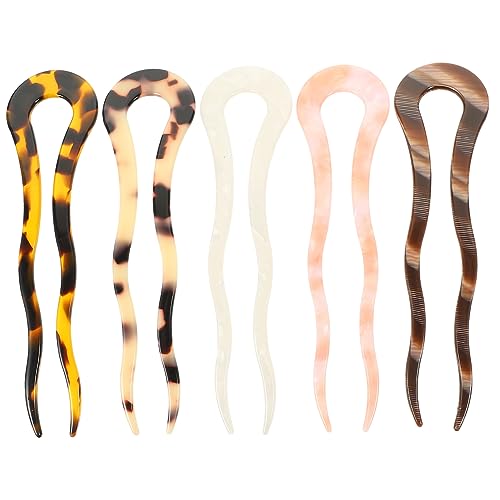 COMPUKAS 5 Stück Teiliges Retro U Förmige Haarnadeln für Damen Wellenförmige Haarspangen Haaraccessoire für Verschiedene Anlässe von COMPUKAS