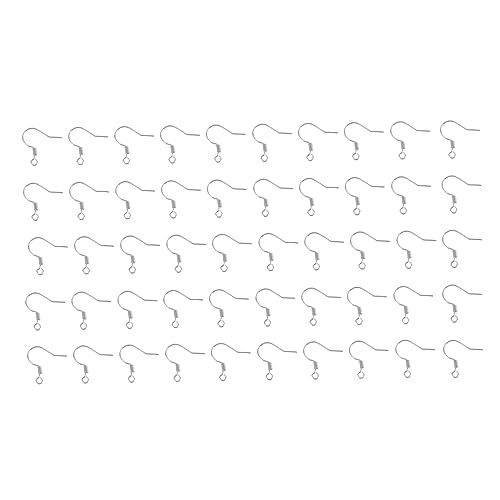 COMPUKAS 50 Stück DIY Ohrhaken Ohrdraht Schmuckzubehör für Damen Metalle Ohrhaken Bastelset Silberfarbene zum Selbermachen von Ohrringen Handgefertigte Ohrdraht Ohrringteile von COMPUKAS