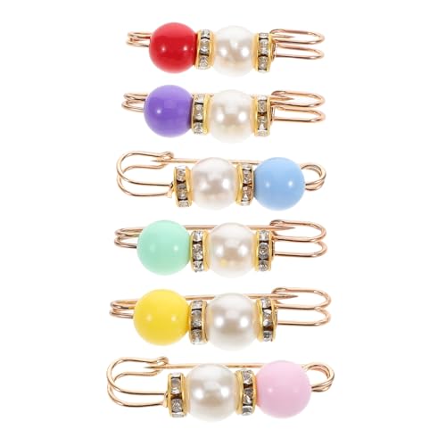 COMPUKAS 6 Stück Perlen Brosche Waist Tightener für Damen Kleidungstaschen Clip aus Robustem Zinklegierung Einfach Anzubringender Hosenbund Versteller für Hosen Röcke Kleider in Bunten von COMPUKAS