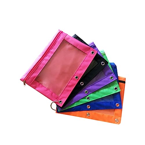 COMPUKAS 6 Stück Teiliges Transparenter Oxford Federmäppchen mit Luftlöchern für Büro und Schule Schwarz Orange Grün und Leicht und Tragbar von COMPUKAS