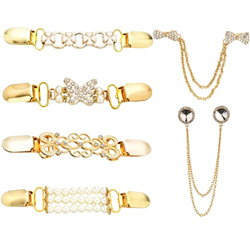 COMPUKAS 6Stücke Vintage Cardigan Clips Kragenklammern für Damen Mädchen Elegantes Design Einfach zu Befestigen Langlebig und Robust für Strickjacken und Kleider von COMPUKAS