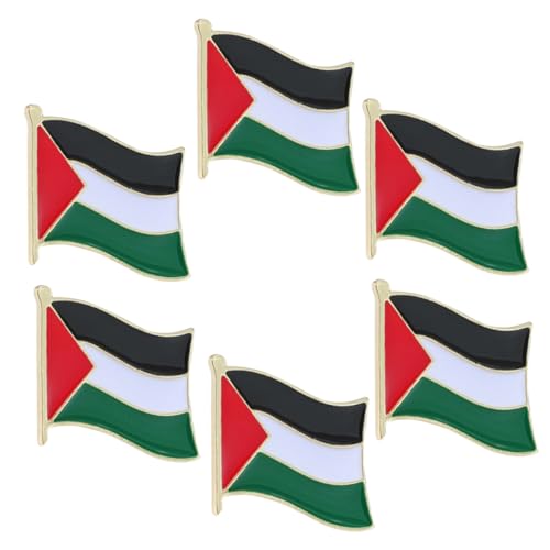 COMPUKAS 6stücke Polierte Palästina-flagge Broschen-anstecknadel Metall Pin Abzeichen Für Kleidung Hüte Und Accessoires Patriotisches Schmuck Männer Und Frauen von COMPUKAS