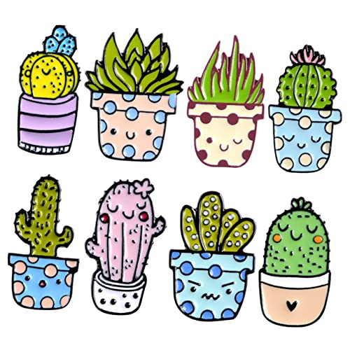 COMPUKAS 8 Stück Teiliges Kaktus Broschen Legierung Topfpflanzen Anstecknadeln Dekorativer Schmuck für Kleidung Rucksack Party Zubehör Zufälliger Stil von COMPUKAS
