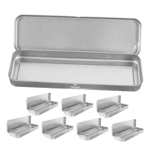COMPUKAS 8 Stück Teiliges Rechteckiges Metalldosen Leichte Blechbox mit Scharnierdeckel Einzelner Fachaufbewahrungskasten für Stifte Bleistifte Make Up Pinsel Schmuck für Schule und Büro von COMPUKAS