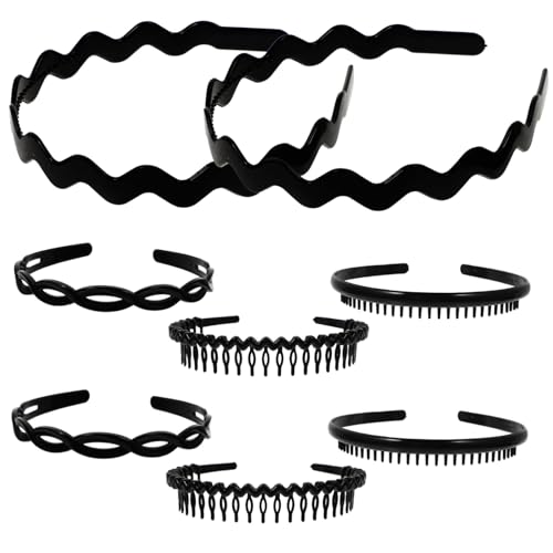 COMPUKAS 8 Stück Teiliges Rutschfestes Stirnband mit Zähnen für Damen und Mädchen Langlebiges Haarband in Klassischer Farbe Festhaltend für Sport und Make up Leichtes Material Eleganter von COMPUKAS