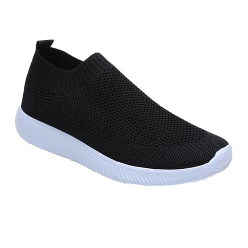 COMPUKAS Atmungsaktive Damen Sportschuhe Sockenschuhe mit Rutschfester Stoßdämpfender Sohle Elastisch Modisch Geeignet für Jahreszeiten und Langlebig Schwarz von COMPUKAS