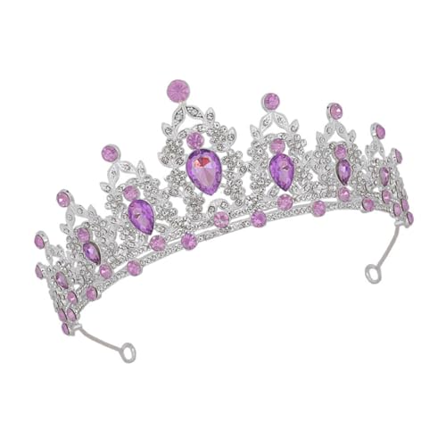 COMPUKAS Barock Tiara Damen Hochzeit Krone mit Kristallbesatz Prinzessin Braut Kostüm Accessoire für Geburtstagsfeiern und Besondere Anlässe Silber Kopfschmuck Elegant von COMPUKAS