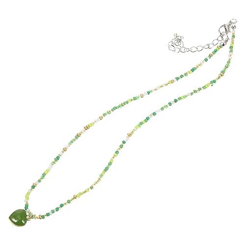 COMPUKAS Beaded Herzanhänger Halskette Damen Modeschmuck Kette Leicht und Hautfreundlich Bunte Perlenkette für Teen Sommer Strand Party Schmuck Süße Geschenkidee für Frauen Zufällige Farbe von COMPUKAS
