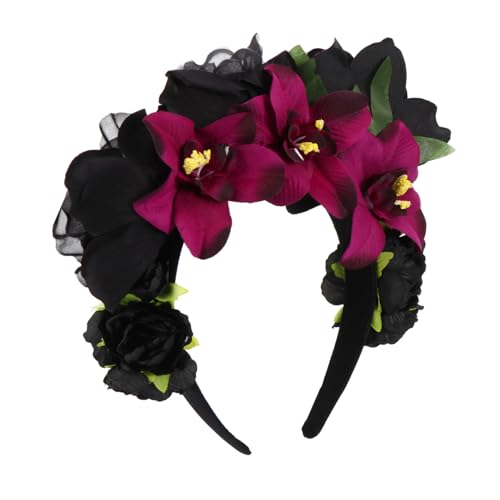 COMPUKAS Rosen Haarreif Für Halloween Party Blumen Muster Kopfschmuck Haaraccessoire Für Fotografie Geburtstag Weihnachten Alltag Leicht Und Komfortabel von COMPUKAS