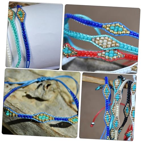 COMPUKAS Böhmisches Freundschaftsarmband Handgefertigt mit Farbigen Reiskornperlen Verstellbar Elastisches Retro Armband für Damen und Freunde Einzigartiger Bequemer Schmuck im Vintage von COMPUKAS