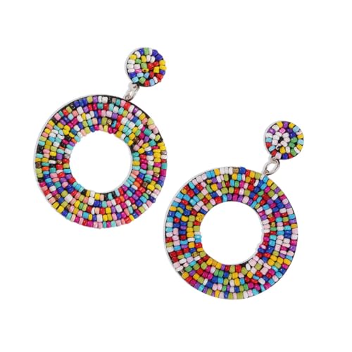 COMPUKAS Boho Perlen Ohrringe Damen Bunte Geometrische Tropfenohrringe Hautfreundlich Langlebig Modischer Statement Schmuck für Sommerurlaub und Besondere Anlässe von COMPUKAS