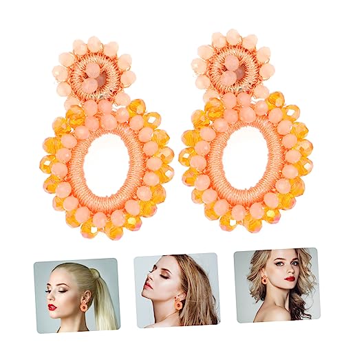 COMPUKAS Boho Perlenohrringe Orange Damen Statement Tropfenohrringe Gewebt Leicht Hautfreundlich Alltag Party Schmuck von COMPUKAS