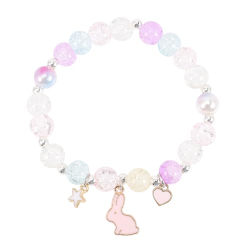 COMPUKAS Bunny Charm Armband für Mädchen Verstellbares Freundschaftsarmband mit Kristallperlen Farbenfrohes für Kleine Mädchen Mitgebsel für Kindergeburtstag und Freundinnen von COMPUKAS