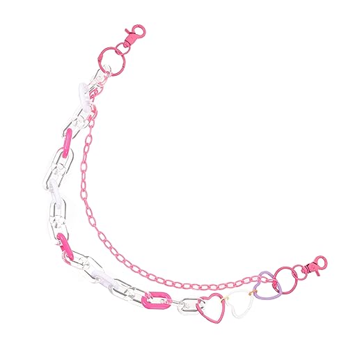 COMPUKAS Bunte Jeanskette Damen Hosenkette Punk Doppelschichtiges Accessoire mit Herzanhänger für Rock und Alltagsmode Stylische Gürtelkette für Jeans und Röcke von COMPUKAS