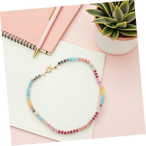 COMPUKAS Bunte Natürliche Steinperlen Halskette Damen Kreatives Design Retro Modern Schmuck Vielseitiger Alltags Festtags accessoire für Freundin und Pullover Geeignet von COMPUKAS