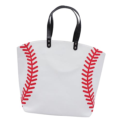 COMPUKAS Canvas Umhängetasche Damen Große Kapazität Sport Handtasche mit Baseball Muster Langlebig Faltbar für Alltag Strand Shopping von COMPUKAS