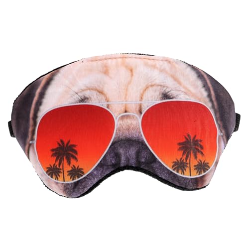 COMPUKAS Cartoon Schlafmaske Mops Motiv Leichte Waschbare Augenmaske für Reisen und Alltag Lichtundurchlässig Druckentlastend Geeignet für Damen und Herren für Erholsamen Schlaf von COMPUKAS