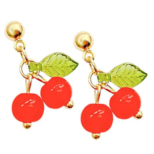 COMPUKAS Cherry Ohrhänger Damen Leichte Tropfenohrringe Skin friendly Leicht Alltags Schmuck Für Mädchen Und Frauen von COMPUKAS