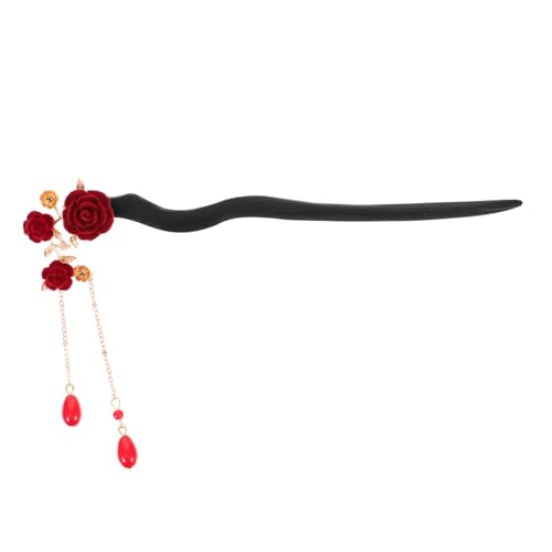 COMPUKAS Chinesische Haarnadel Blume aus Holz und Legierung Antiker Stil Haarschmuck für Frauen Haarstab für Dutt Geeignet für Hanfu Hochzeit Abendkleider Langlebiges Accessoire von COMPUKAS
