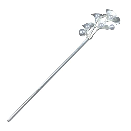 COMPUKAS Silberne Blumen-haarnadel Im Chinesischen Stil Haarstäbchen Für Frauen Und Mädchen Chinesischer Haarstab Mit Perlen Retro-haaraccessoire von COMPUKAS