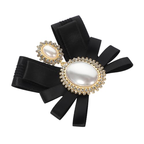 COMPUKAS Damen Brosche mit Schleife und Künstlicher Perle Anstecknadel für Blusen Kleider und Anzüge Modisches Accessoire für Partys und Besondere Anlässe von COMPUKAS