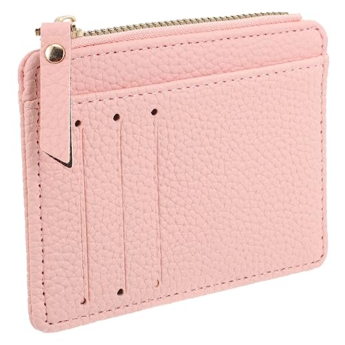 COMPUKAS Damen Geldbörse PU Ultra Dünnes Kreditkartenetui mit Reißverschluss Kompakte Clutch für Einkäufe und Reisen Vielseitig und Leicht Rosa von COMPUKAS