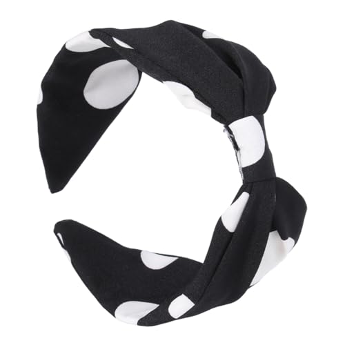 COMPUKAS Damen Haarreif mit Knoten Modisches Wave Dot Haarband Stylisches Haarschmuck für Frauen und Mädchen Bequem Haltend Weiß schwarzes Gepunktetes Design Vielseitig für Alltag und von COMPUKAS