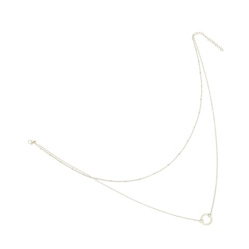 COMPUKAS Damen Halskette Doppelter Layer Rund Anhänger Clavicle Chain Elegant Stilvoll Für Party Hochzeit Alltag von COMPUKAS