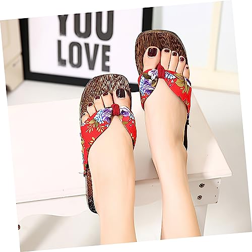 COMPUKAS Damen Holz Clogs Japanische Hausschuhe Leicht Atmungsaktiv Komfortable Sandalen Mit Floralem Muster Für Alltag Und Zuhause COMPUKAS Damen Holz Clogs Japanische Hausschuhe Leicht Atmungsaktiv Komfortable Sandalen Mit Floralem Muster Für Alltag Und Zuhause von COMPUKAS